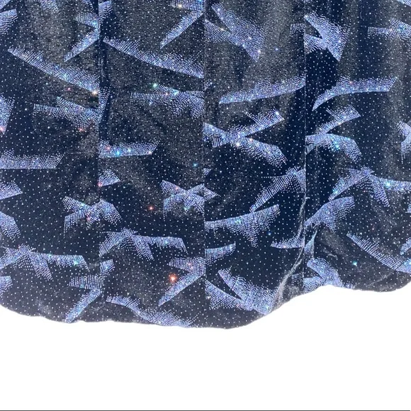 Casadei Vintage black velvet glittery blue strapless dress, starry night, size 4 - Picture 7 of 11